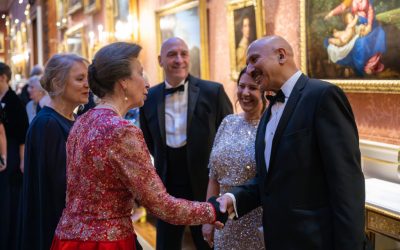 Mohammed Ali OBE met HRH Princess Anne the President of CSC at the dinner held at Buckingham Palace